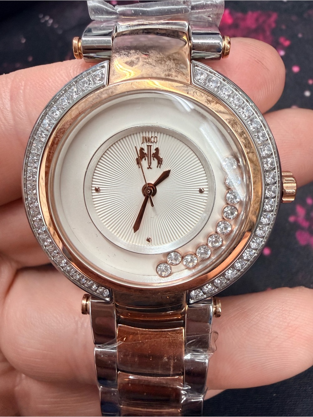 NWOT Jivago Women's JV617 Celebrate Crystal Two-tone Stainless Steel Watch - Picture 2 of 13